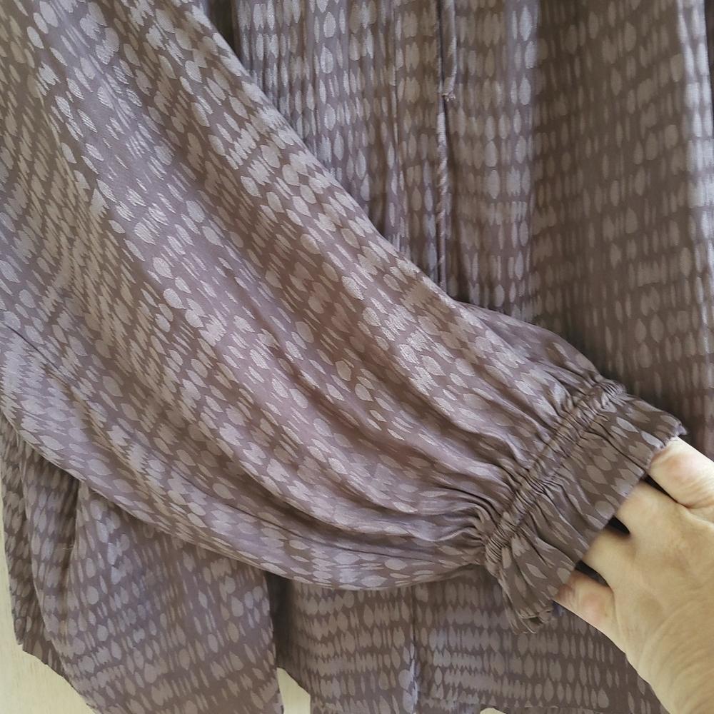 Long Sleeve Dainty Soft Tie Front Blouse mauve - Picture 4 of 6